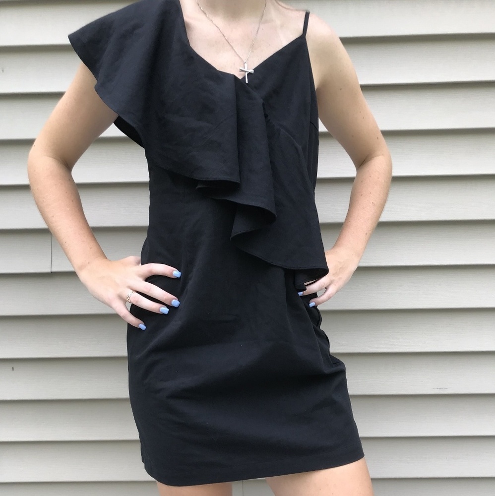 Summit & Peak One Shoulder Mini Dress Black Size Med